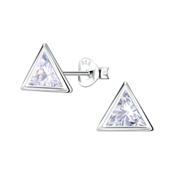 Wholesale 6mm Triangle Cubic Zirconia Sterling Silver Ear Studs - JD22561