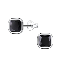 Wholesale 6mm Cushion Cubic Zirconia Sterling Silver Ear Studs - JD22558