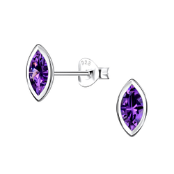 Wholesale 4x8mm Marquise Cubic Zirconia Sterling Silver Ear Studs - JD22562
