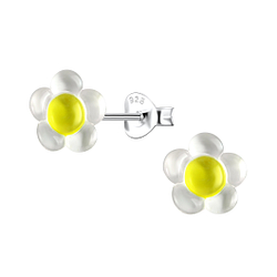 Wholesale Sterling Silver Ear Studs with Resin Flower - JD22764