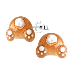 Wholesale Sterling Silver Ear Studs with Resin Bear Bum - JD22774