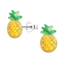 Wholesale Sterling Silver Ear Studs with Resin Pineapple - JD22775