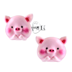 Wholesale Sterling Silver Ear Studs with Resin Pig - JD22779