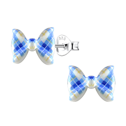 Wholesale Sterling Silver Ear Studs with Resin Bow - JD22787