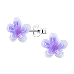 Wholesale Sterling Silver Ear Studs with Resin Flower - JD22791