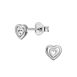 Wholesale Sterling Silver Heart Ear Studs - JD22281