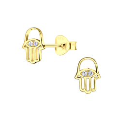 Wholesale Sterling Silver Hamsa Ear Studs - JD22925