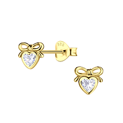 Wholesale Sterling Silver Bow Heart Ear Studs - JD23364