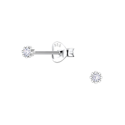 Wholesale Sterling Silver Single Stone Ear Studs - JD22189