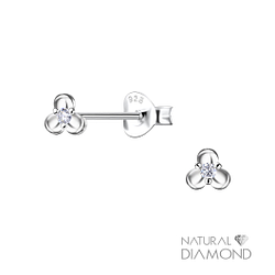 Wholesale Sterling Silver Flower Ear Studs With Diamond - JD22678