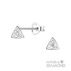 Wholesale Sterling Silver Geometric Ear Studs With Diamond - JD22684