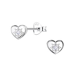 Wholesale Sterling Silver Heart Ear Studs - JD22687