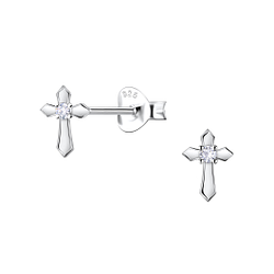 Wholesale Sterling Silver Cross Ear Studs - JD22693