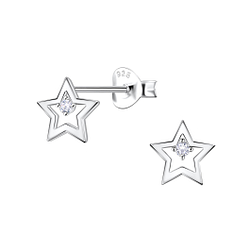 Wholesale Sterling Silver Star Ear Studs - JD22695