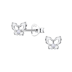 Wholesale Sterling Silver Butterfly Ear Studs - JD22699