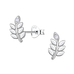 Wholesale Sterling Silver Olive Leaf Ear Studs - JD22701