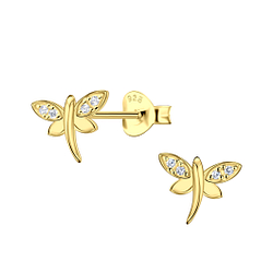 Wholesale Sterling Silver Dragonfly Ear Studs - JD22931