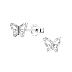 Wholesale Sterling Silver Butterfly Ear Studs - JD22143
