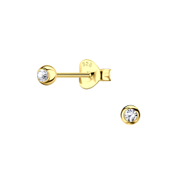 Wholesale Sterling Silver Crystal Single Stone Ear Studs - JD23368