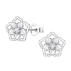Wholesale Sterling Silver Flower Ear Studs - JD22640