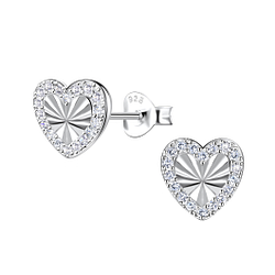Wholesale Sterling Silver Heart Ear Studs - JD22907