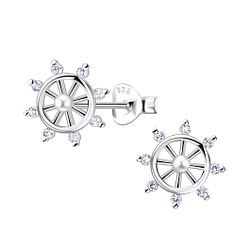 Wholesale Sterling Silver Ship Wheel Ear Studs - JD23535