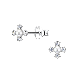 Wholesale Sterling Silver Cross Ear Studs - JD23300