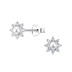 Wholesale Sterling Silver Sun Ear Studs - JD23305