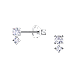 Wholesale Sterling Silver Double Stones Ear Studs  - JD22435