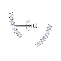 Wholesale Sterling Silver Geometric Curved Ear Studs  - JD22439