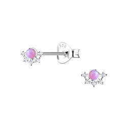 Wholesale Sterling Silver Geometric Opal Ear Studs - JD23605