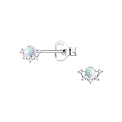 Wholesale Sterling Silver Geometric Opal Ear Studs - JD23606
