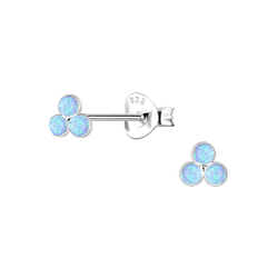 Wholesale Sterling Silver Geometric Opal Ear Studs - JD23617 Wholesale Sterling Silver Geometric Opal Ear Studs - JD23617