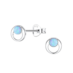 Wholesale Sterling Silver Geometric Opal Ear Studs - JD23644 Wholesale Sterling Silver Geometric Opal Ear Studs - JD23644