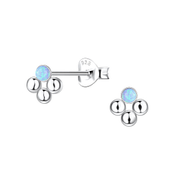 Wholesale Sterling Silver Geometric Opal Ear Studs - JD23650 Wholesale Sterling Silver Geometric Opal Ear Studs - JD23650