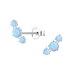 Wholesale Sterling Silver Geometric Opal Ear Studs - JD23658