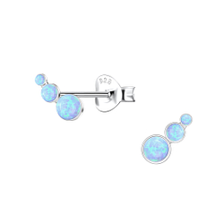 Wholesale Sterling Silver Geometric Opal Ear Studs - JD23659