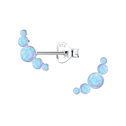 Wholesale Sterling Silver Geometric Opal Ear Studs - JD23661