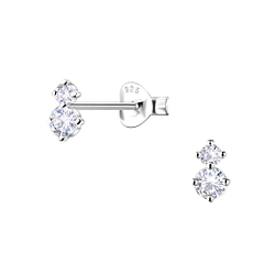 Wholesale Sterling Silver Double Stones Ear Studs  - JD22909
