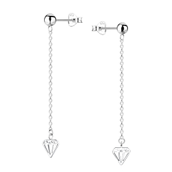 Wholesale Sterling Silver Diamond Shaped Ear Studs - JD10253