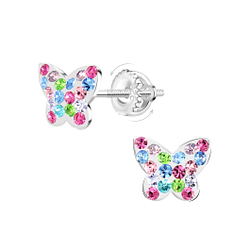 Wholesale Sterling Silver Butterfly Screw Back Ear Studs - JD21957