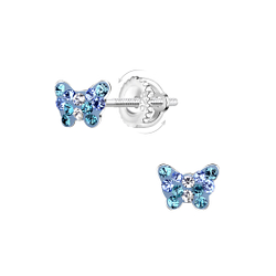 Wholesale Sterling Silver Butterfly Screw Back Ear Studs - JD23469