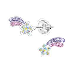 Wholesale Sterling Silver Shooting Star Screw Back Ear Studs - JD21940