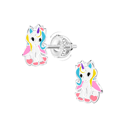 Wholesale Sterling Silver Unicorn Screw Back Ear Studs - JD21484