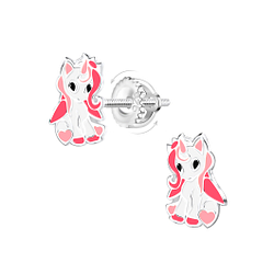 Wholesale Sterling Silver Unicorn Screw Back Ear Studs - JD21483