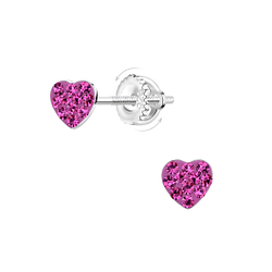 Wholesale Sterling Silver Heart Screw Back Ear Studs - JD23470