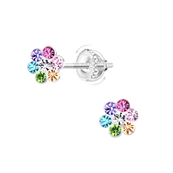 Wholesale Sterling Silver Flower Screw Back Ear Studs - JD23474