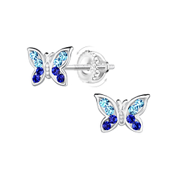 Wholesale Sterling Silver Butterfly Screw Back Ear Studs - JD21943