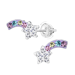 Wholesale Sterling Silver Shooting Star Screw Back Ear Studs - JD21948