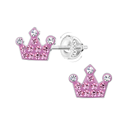 Wholesale Sterling Silver Crown Screw Back Ear Studs - JD23475